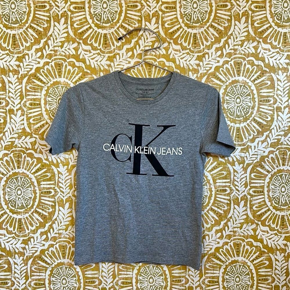 NWT Calvin Klein Jeans Boy’s Logo Short Sleeve T-Shirt Medium Gray Heather S(8) - Picture 2 of 6